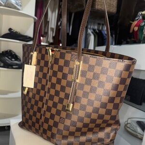 Checkered Brown Tote Bag